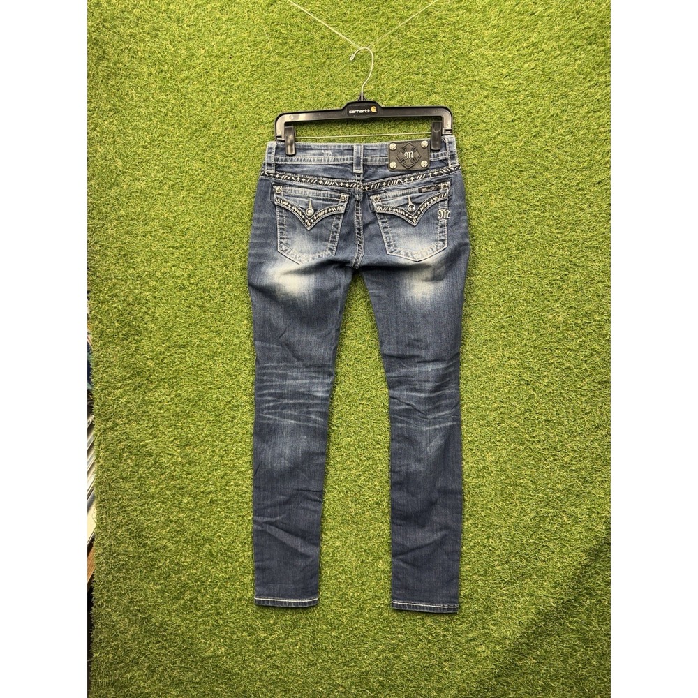 Miss Me Jeans Womens 27 27x30 Skinny Mid Rise Easy Skinny Embellished y2k Bling